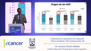 Cistectomía en pacientes con respuesta clínica completa a QT neoadyuvante: No ( Dr. Gustavo Martín Villoldo - Instituto Alexander Fleming – Ciudad Autónoma de Buenos Aires – Argentina )